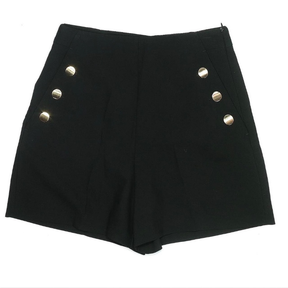 Zara High Waist Black and Gold Shorts